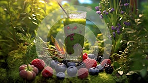 Herbal Antioxidant Juice in herbal garden