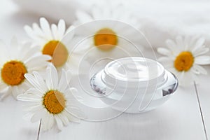 Herbal cosmetic anti wrinkle cream with chamomile vitamin natural moisturizer photo
