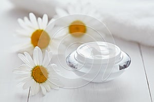 Herbal cosmetic cream with chamomile vitamin natural organic moisturizer