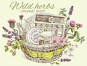 Herbal cosmetics basket