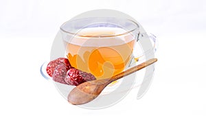 Herbal drink, jujube juice, Ziziphus jujuba in a clear glass cup. healthy