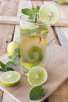 Herbal healthy drinks cold lemon cocktail water