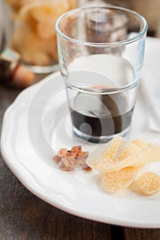 Herbal Liqueur with Crystallized Ginger and Brown Rock Sugar