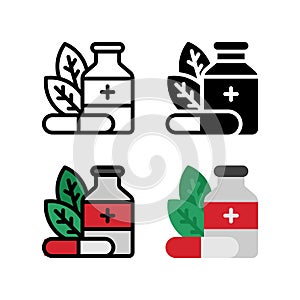 Herbal Medicine Alternative Natural Drug Icon  and illustration Vector