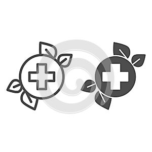 Herbal medicine line and glyph icon. Natural medicine vector illustration isolated on white. Alternative medicine