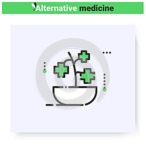 Herbal medicine line icon. Editable illustration