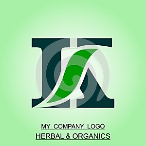 Herbal and organic logo alphabetically designed and computer illustration