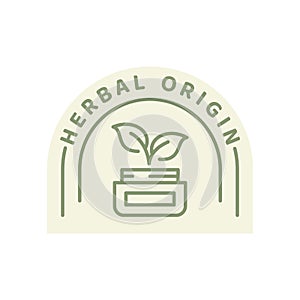 Herbal origin product line vector label