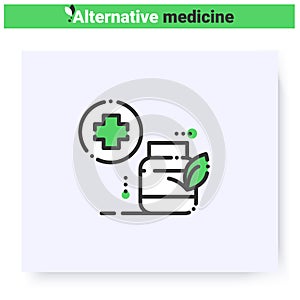 Herbal remedy line icon. Editable illustration