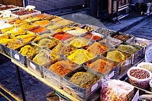 Herbal  and spice market stall at basar Suq Al Hamidiyah in Damascus photo