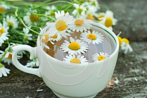 Herbal tea of a chamomile flowers