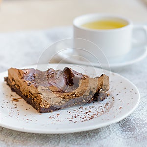 herbal tea and chocolate dessert