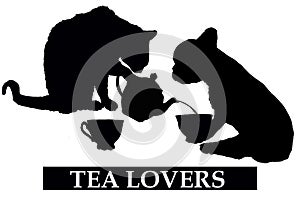 Tea lovers with cat and dog photo