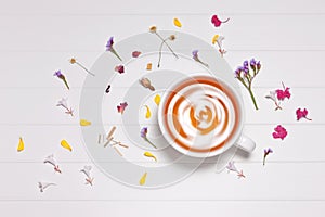 Herbal Flowers Tea Cup Background