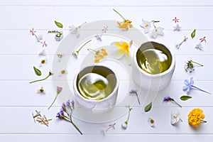 Herbal Tea Flowers Background Cup