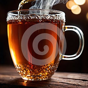 Herbal tea, fresh brewed herbal drink with asian tea leaves