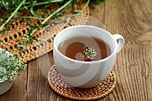 Herbal tea from herb Capsella bursa-pastoris, also known as shepherd\'s purse