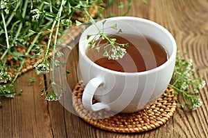 Herbal tea from herb Capsella bursa-pastoris, also known as shepherd\'s purse