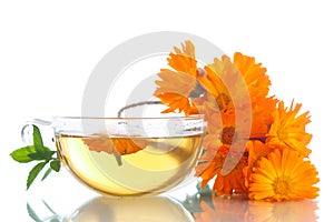 Herbal tea with marigold flowers