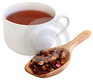 Herbal tea of roselle, rose hips and apple