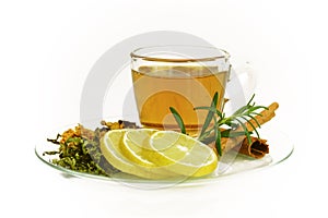 Herbal tea set isolated on white background