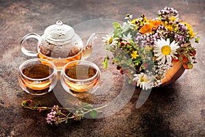 Herbal tea, various medical herbs and flowers. Herbal medicine