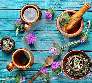 Herbal tea wih milk thistle