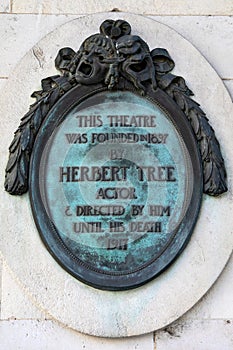 Herbert Tree Plaque at Her Majestys Theatre in London, UK