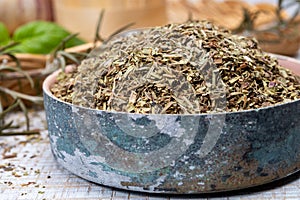 Herbes de Provence, mixture of dried herbs typical of the Provence region, blends often contain savory, marjoram, rosemary, thyme