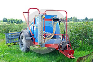 Herbicide spraying unit at a blueberry farm