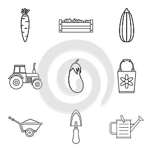 Herbivore icons set, outline style