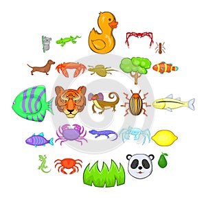 Herbivores icons set, cartoon style photo