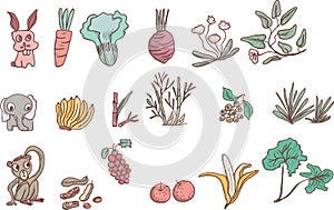 Herbivores and lovely animal outline vector photo