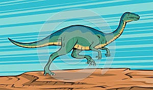 Herbivorous dinosaur of the Jurassic period pop art style