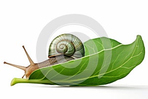 Herbivorous Nature snail on tree. Generate Ai