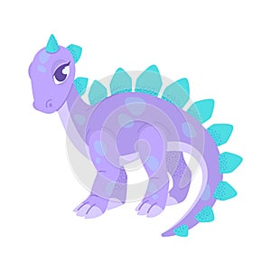 Herbivorous stegosaurus dinosaur, cute cartoon vector illustration