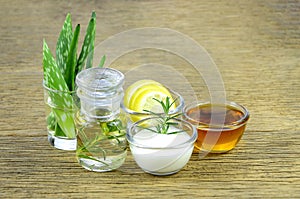 Herbs and essential oil for homeopathy remedy.