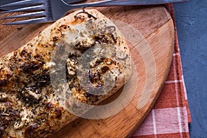 Herbs with focaccia feta cheese flat bread