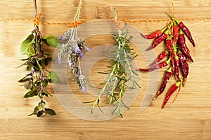 Herbs hanging on to dry