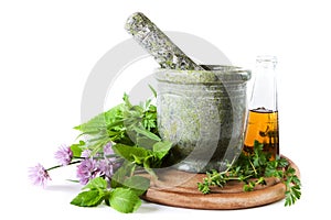 Herbs with mortar