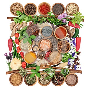 Herbs and Spices with Edible Flowers