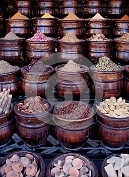 Herbs and spices in a Moroccan souk