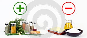 Herbs and spices versus fats and oils