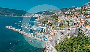 Herceg Novi, Montenegro aerial view on city