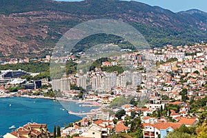 Herceg Novi, Montenegro. Panoramic shot. Beautiful top view on t