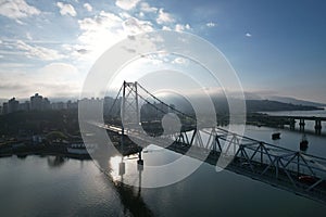 The Hercilio Luz Bridge, in Florianopolis, Brazil.