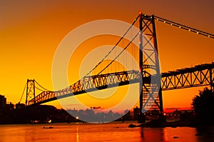 Hercilio Luz bridge at sunset