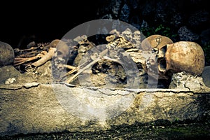 Herculaneum-Ercolano, Naples, Italy: archaeology on the eruption of Vesuvius volcano