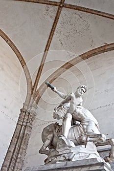 Hercules beating the centaur Nessus statue in Florence, Italy