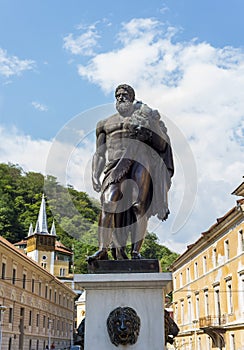 Hercules statue in spa town of Baile Herculane photo